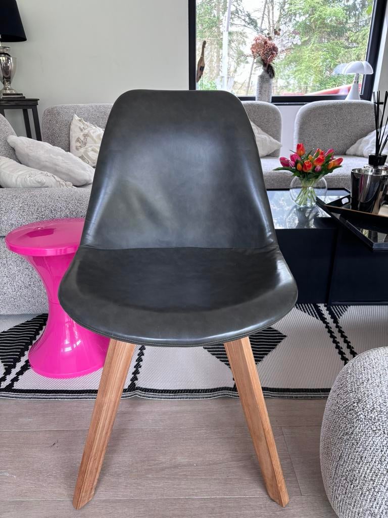 Lot de 6 Chaises Scandinaves Grises & Bois - Très Bon État, Maison & Meubles, Enlèvement, Gris, Bois, Une