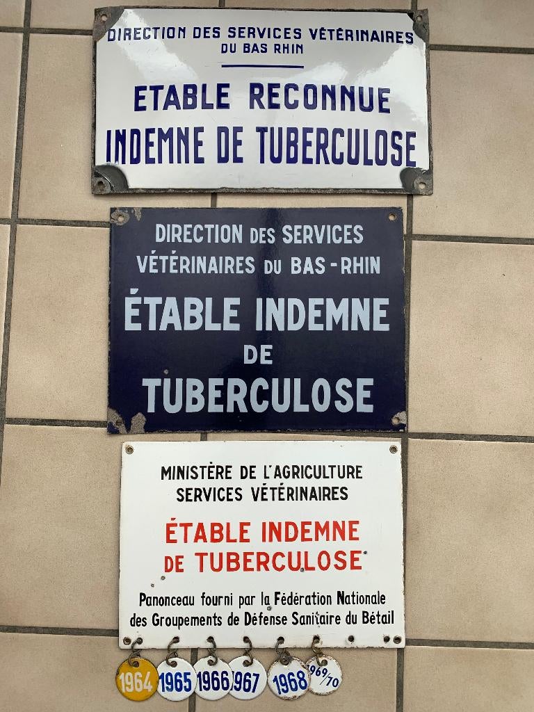 Lot de 3 plaque émaillée Agricole Vétérinaire Ferme, Enlèvement ou Envoi, Utilisé, Panneau publicitaire
