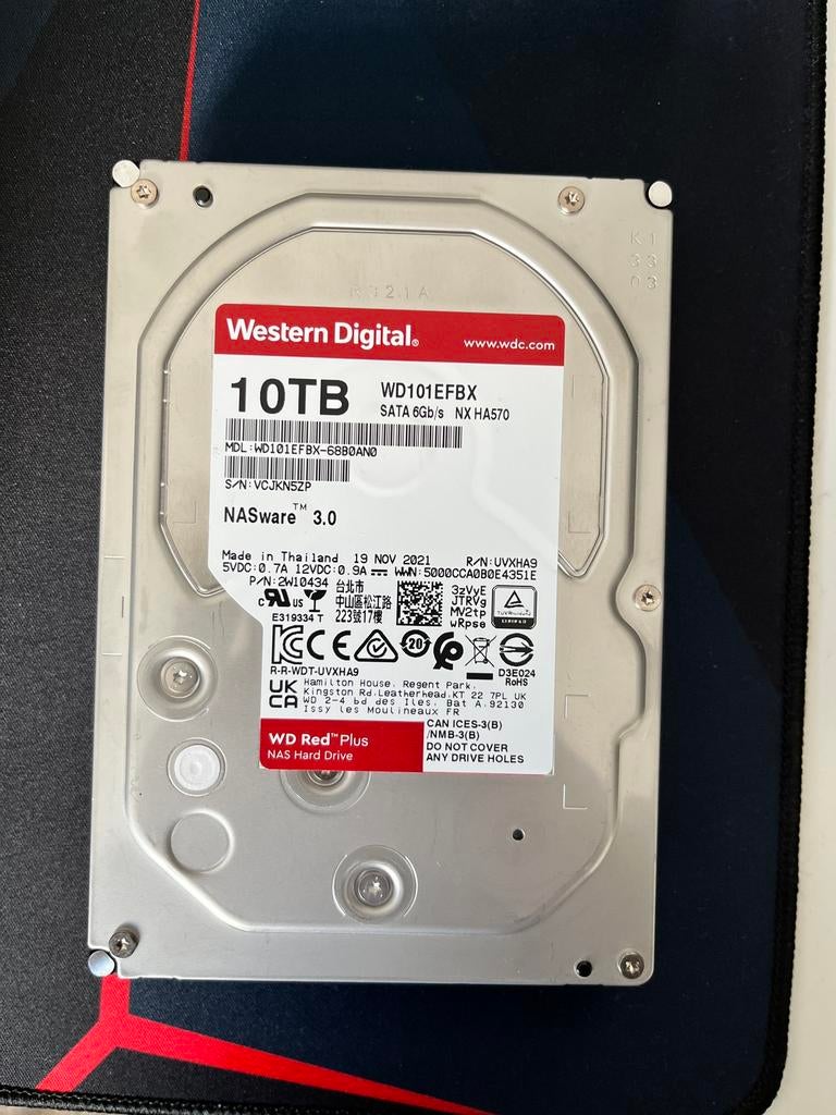 Western Digital Red - 10TB, Computers en Software, Harde schijven, Ophalen, Zo goed als nieuw