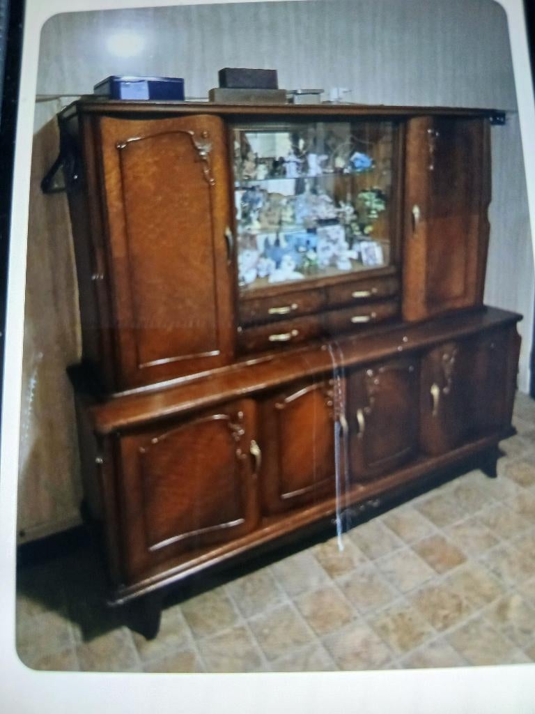 Meuble ancien avec vitrine, Maison & Meubles, Enlèvement, Utilisé, Autres essences de bois, Avec tiroir(s)