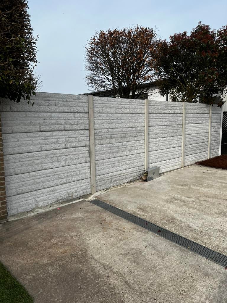 Beton schutingsplaaten wit/grijs, Tuin en Terras, Schuttingen, Ophalen, Zo goed als nieuw
