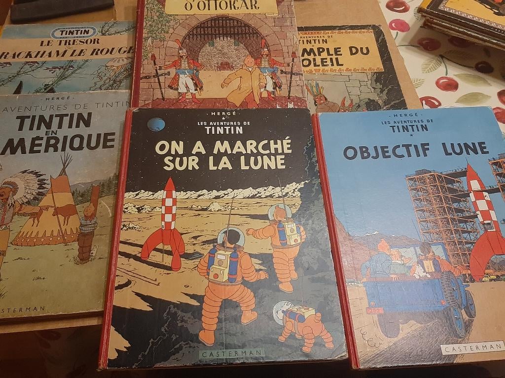 6 vintage stripboeken van Tintin Herge, Boeken, Stripverhalen, Gelezen, Meerdere stripboeken, Verzenden