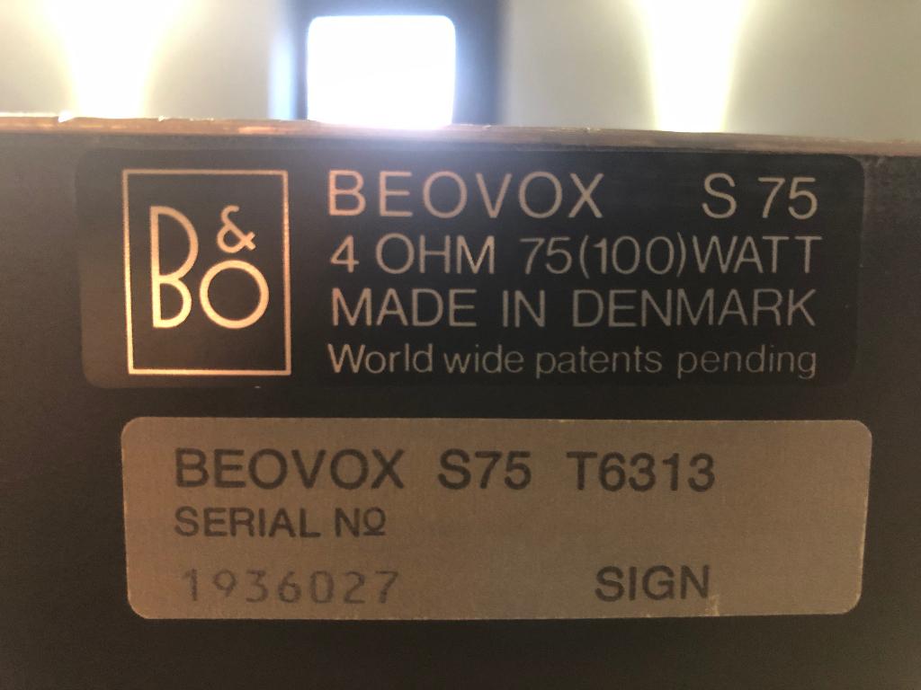 Bang and Olufsen Beovox speakers S75 Vintage, Enlèvement ou Envoi, 60 à 120 watts, Utilisé, Bowers & Wilkins (B&W)