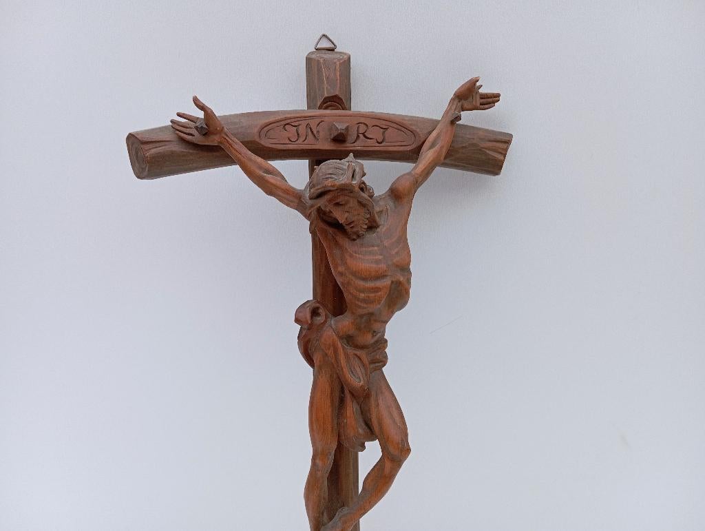 crucifix en bois CHRIST statue JESUS religieux, Antiquités & Art, Enlèvement ou Envoi