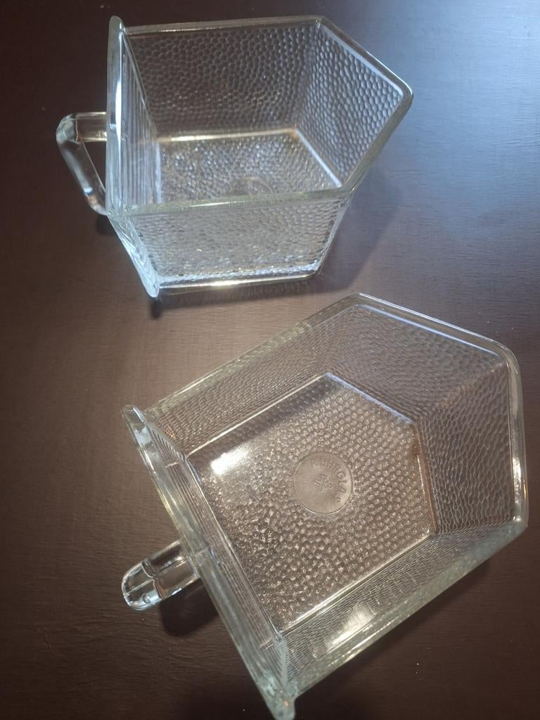 Retro koffie bak met handvat glas, Ophalen, Schaal, Rechthoekig, Glas