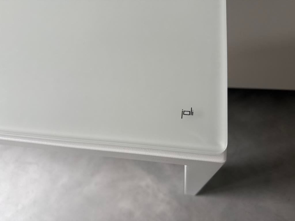 Joli tafel 200cmx100cm eettafel of bureau (Belgisch design), Huis en Inrichting, Ophalen, Gebruikt, 50 tot 100 cm, Glas