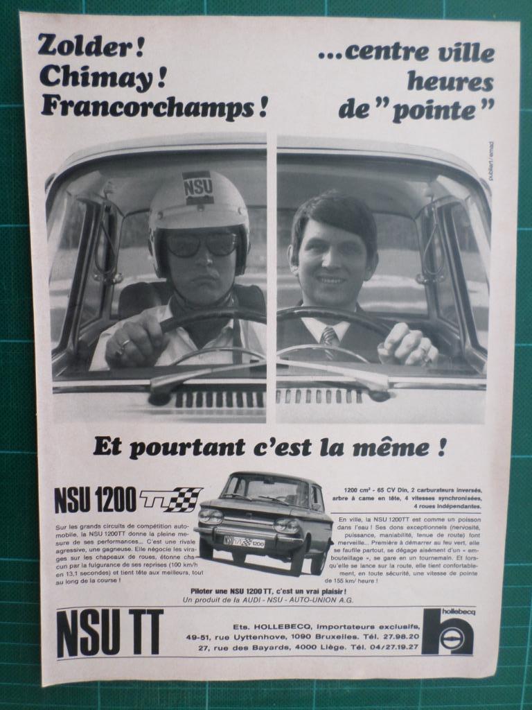 NSU 1200 TT - publicité papier - 1970, Collections, Enlèvement ou Envoi, Utilisé, Autres types