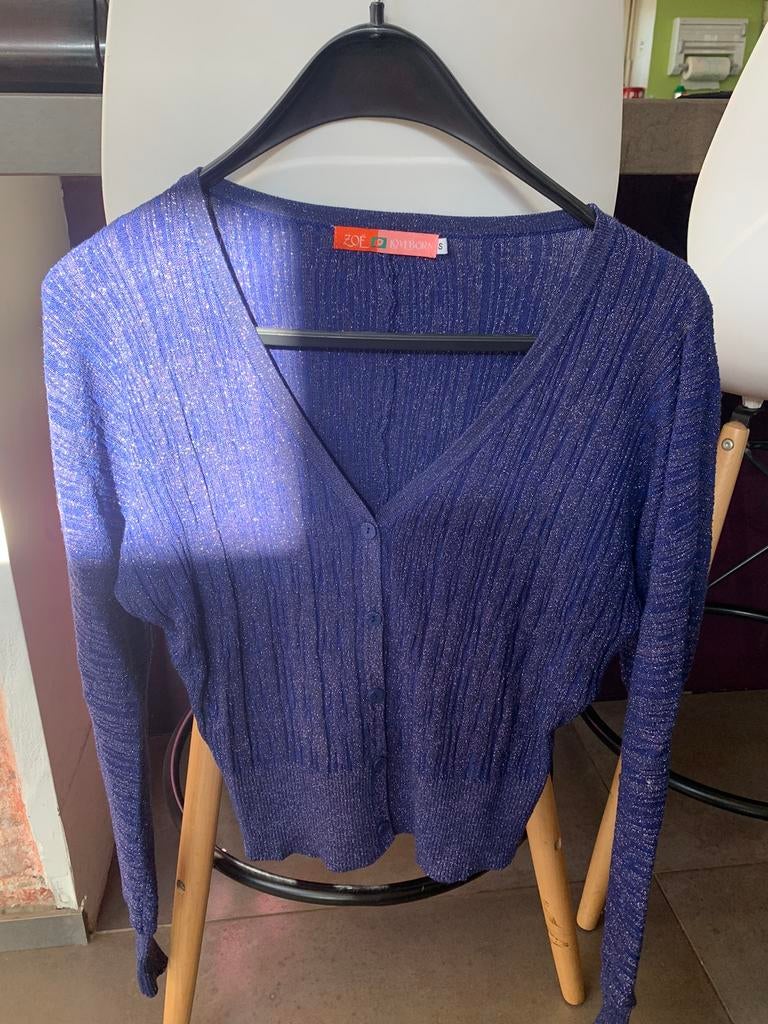 Gilet bleu à paillettes taille S Zoe Loveborn, Enlèvement ou Envoi, Comme neuf, Taille 36 (S)