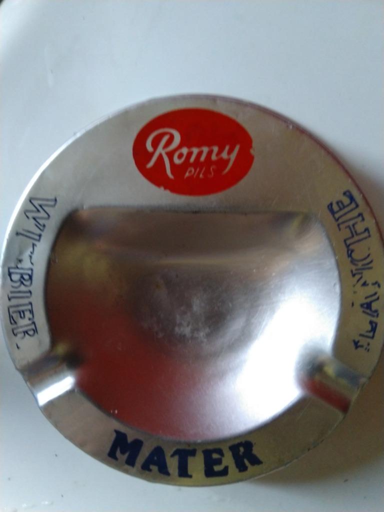 Blikken asbak Romy Pils Mater brouwerij Roman, Verzamelen, Biermerken, Ophalen of Verzenden, Gebruikt, Overige typen