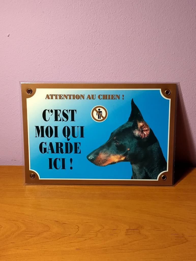 Vintage waarschuwingsbord voor honden jaren 90 (Dobermann), Ophalen