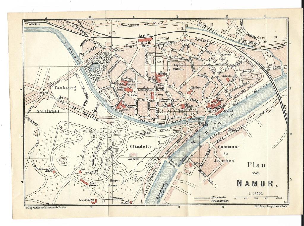 1906 - Namur - plan de la ville / 22 x 15 cm, Envoi