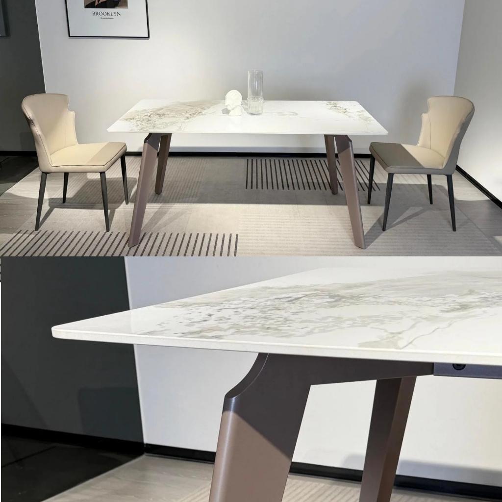 Table à Manger Rectangulaire en Pierre Effet Marbre. Neuve !, Neuf, Quatre personnes, 150 à 200 cm, Enlèvement ou Envoi