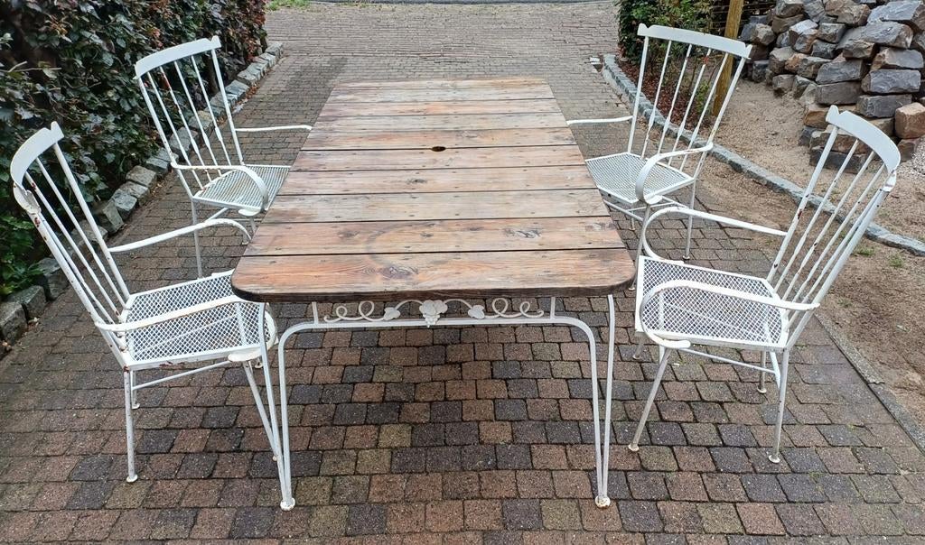 Set de jardin en fer forgé Brocante, Jardin & Terrasse, Ensembles de jardin, Utilisé, Salons de jardin, Bois, Enlèvement