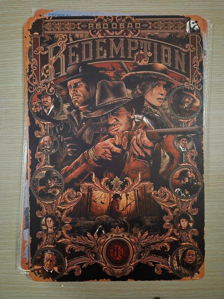 Red dead redemption metalen plaat, Ophalen of Verzenden, Zo goed als nieuw