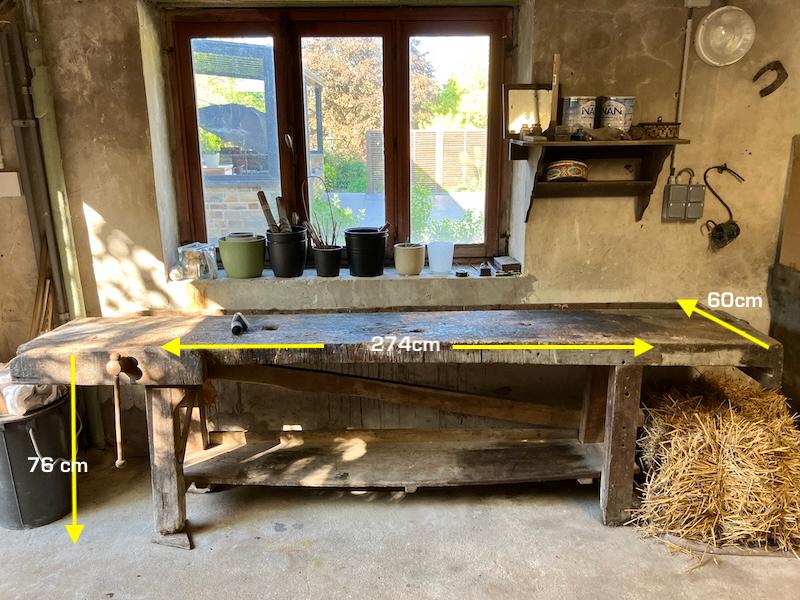 Antieke massief houten werkbank - Uniek stuk om om te bouwen, Doe-het-zelf en Bouw, Werkbanken, Ophalen, Gebruikt, Bankschroef