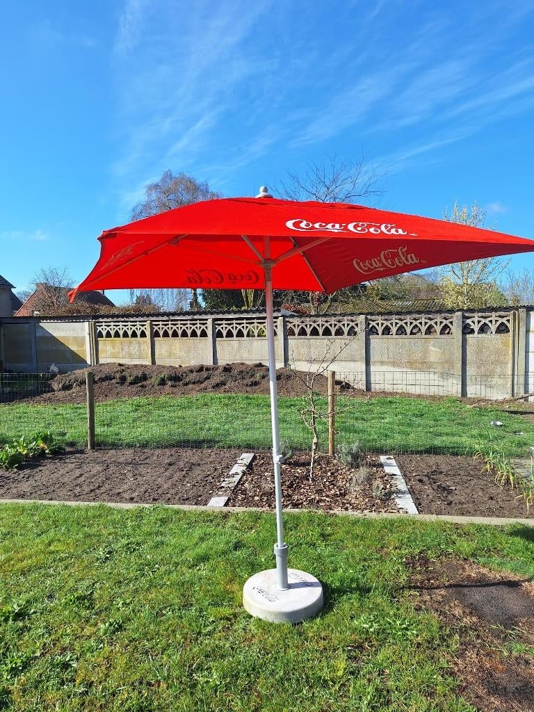 Parasol voet met parasol Coca-Cola, Jardin & Terrasse, Enlèvement, Utilisé, Moins de 1 mètre, Parasol sur pied