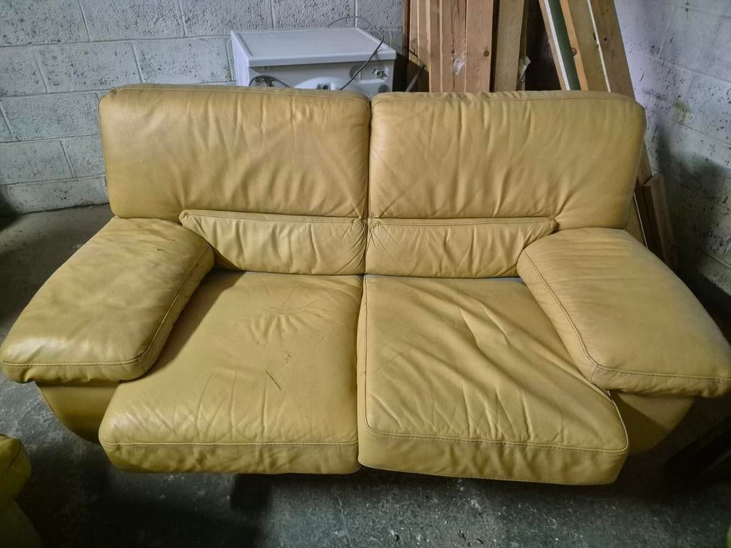 Salon en cuir à donner, Maison & Meubles, Enlèvement, Cuir
