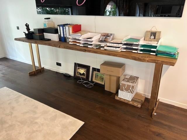 Mooie unieke eiken console met modern onderstel, Ophalen