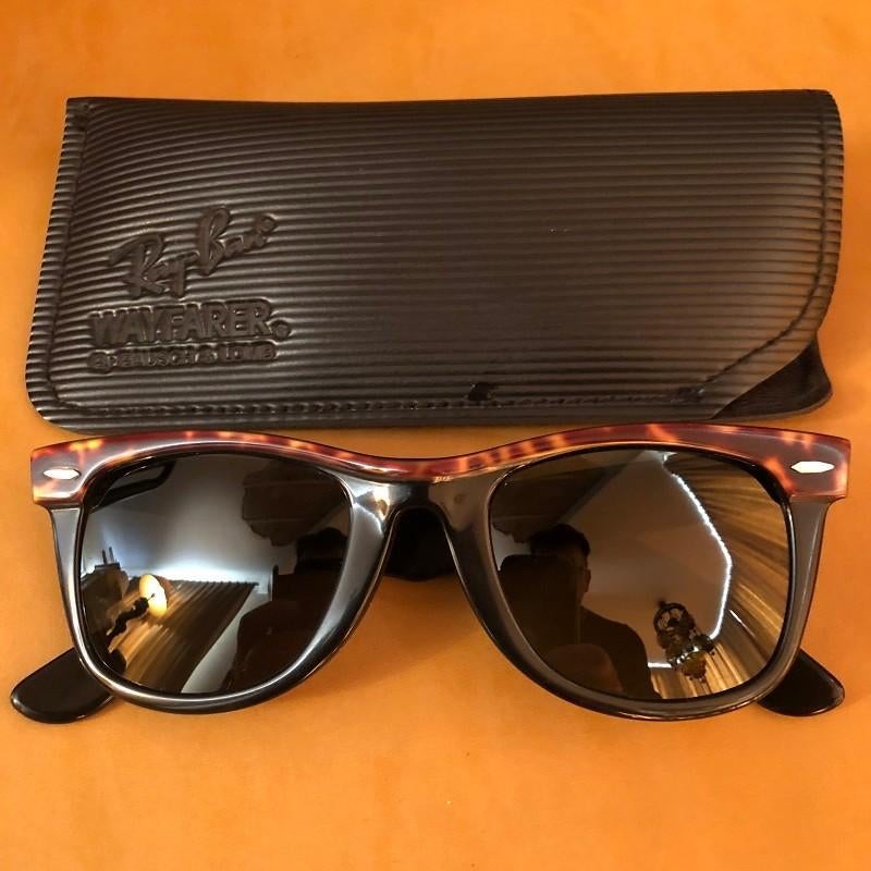 Vintage B&L Ray-ban Wayfarer street brown zonnebril W2, Enlèvement ou Envoi, Comme neuf, Ray-Ban, Lunettes de soleil