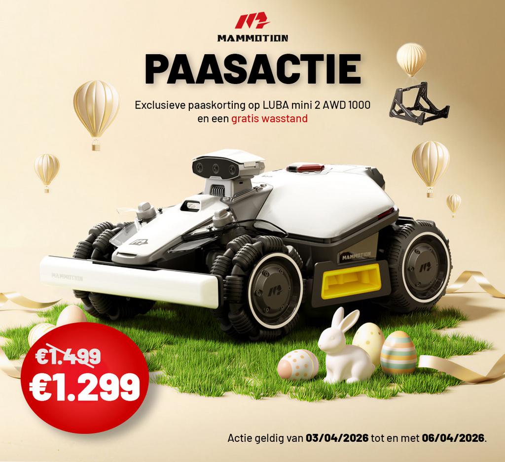 Mammotion robotmaaier actie t/m 6 april, Jardin & Terrasse, Tondeuses à gazon, Enlèvement, Neuf, 40 à 49 cm, Tondeuses à gazon sur batterie