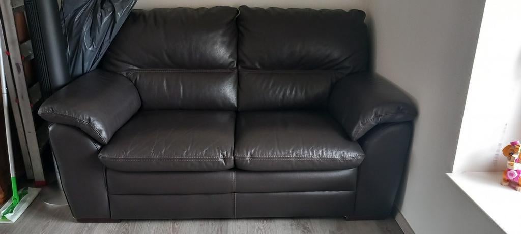 Echte donkerbruine lederen 2zit., Ophalen