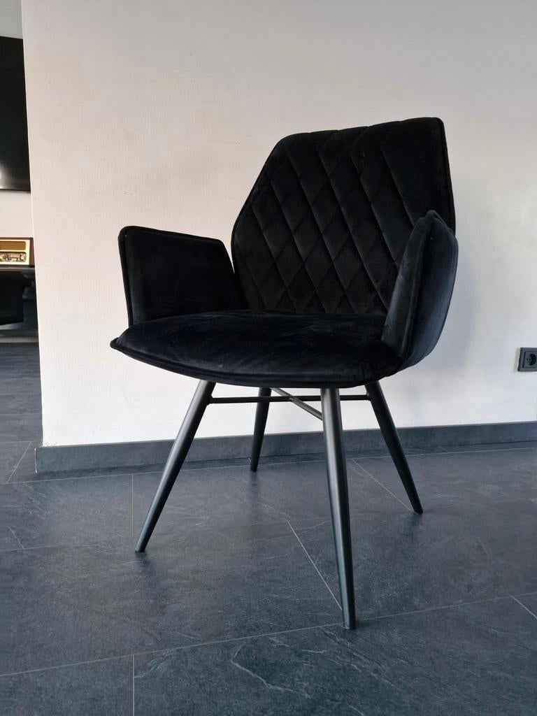 Eetkamerstoel Velvet (4 stuks), Huis en Inrichting, Stoelen, Ophalen, Overige materialen, Zwart, Velvet