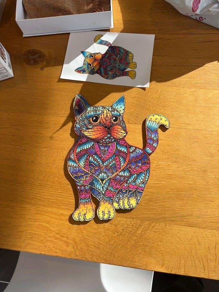 Puzzel van poes in hout van het merk Eureka, Ophalen, Minder dan 500 stukjes, Zo goed als nieuw, Legpuzzel