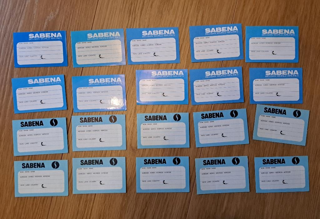 20 Etiquettes bagages Sabena, Collections, Souvenirs Sabena, Enlèvement ou Envoi, Neuf