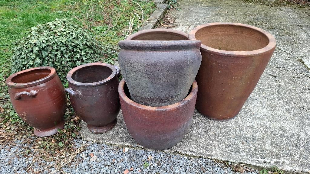 Grote aarden potten, Tuin en Terras, Ophalen, Gebruikt, Steen