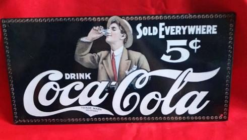 plaque coca cola murale en metal, Ophalen of Verzenden, Zo goed als nieuw, Reclamebord