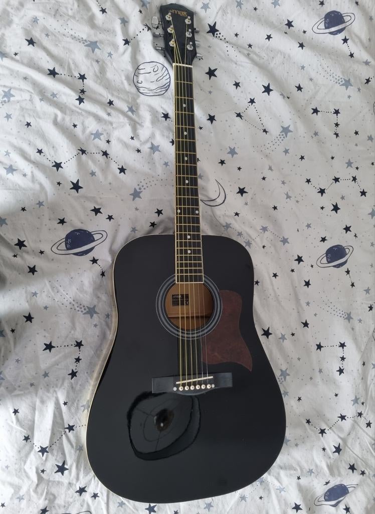 Beginners Akoestische Gitaar Set Zwart + Tuner, Band, Hoes, Muziek en Instrumenten, Snaarinstrumenten | Gitaren | Akoestisch, Ophalen