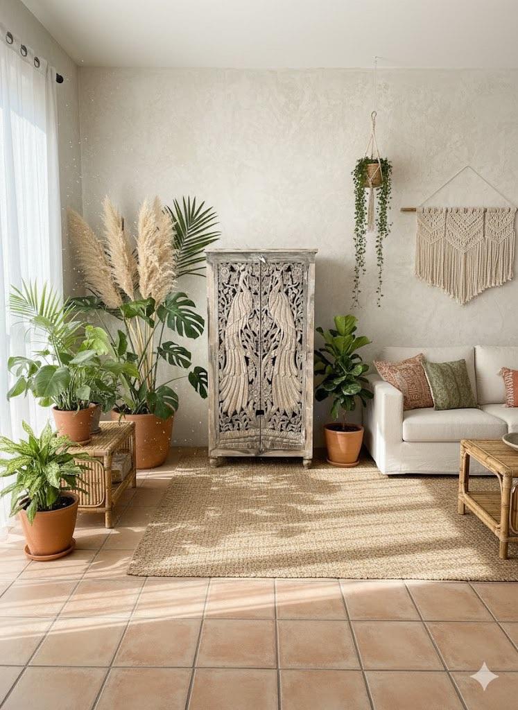 Handgesneden Kast uit India Uniek exemplaar Ibiza/Boho Nieuw, Ophalen, Nieuw