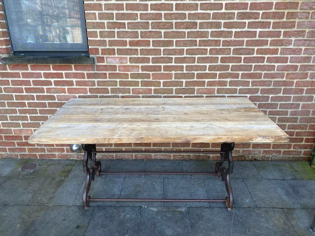 Table de Caractère en Chêne Massif et Fer Forgé, Enlèvement, Comme neuf, Rectangulaire, Bois