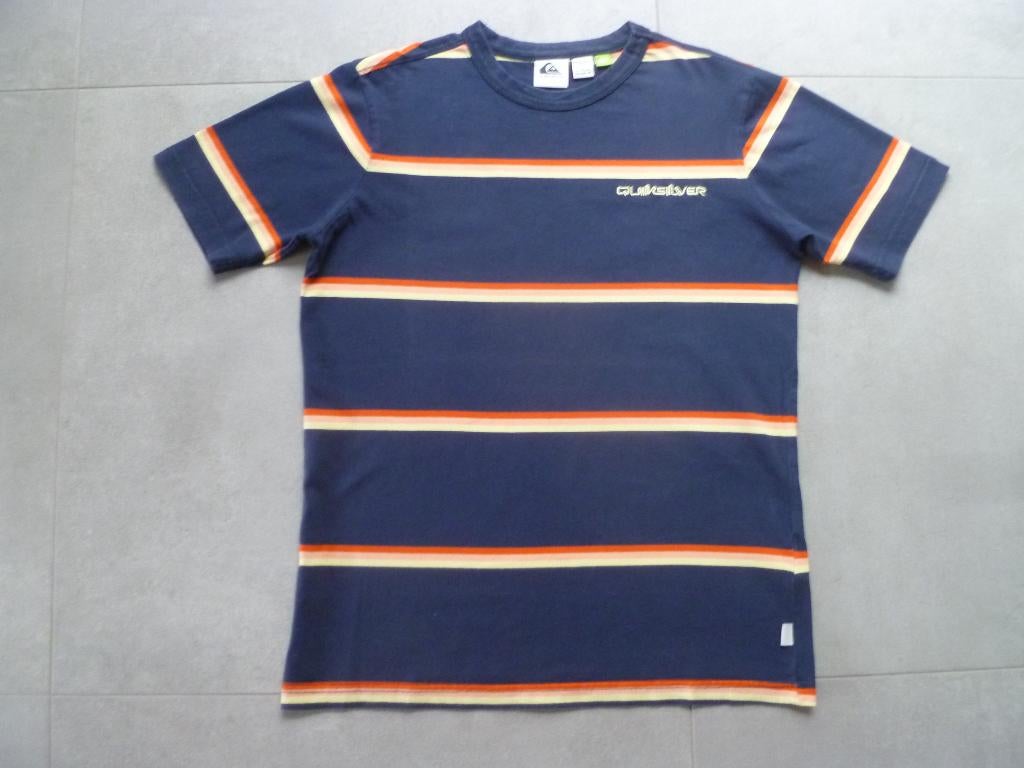 T-shirt Quiksilver - donkerblauw met strepen - 176, Quiksilver, Ophalen of Verzenden, Zo goed als nieuw, Shirt of Longsleeve