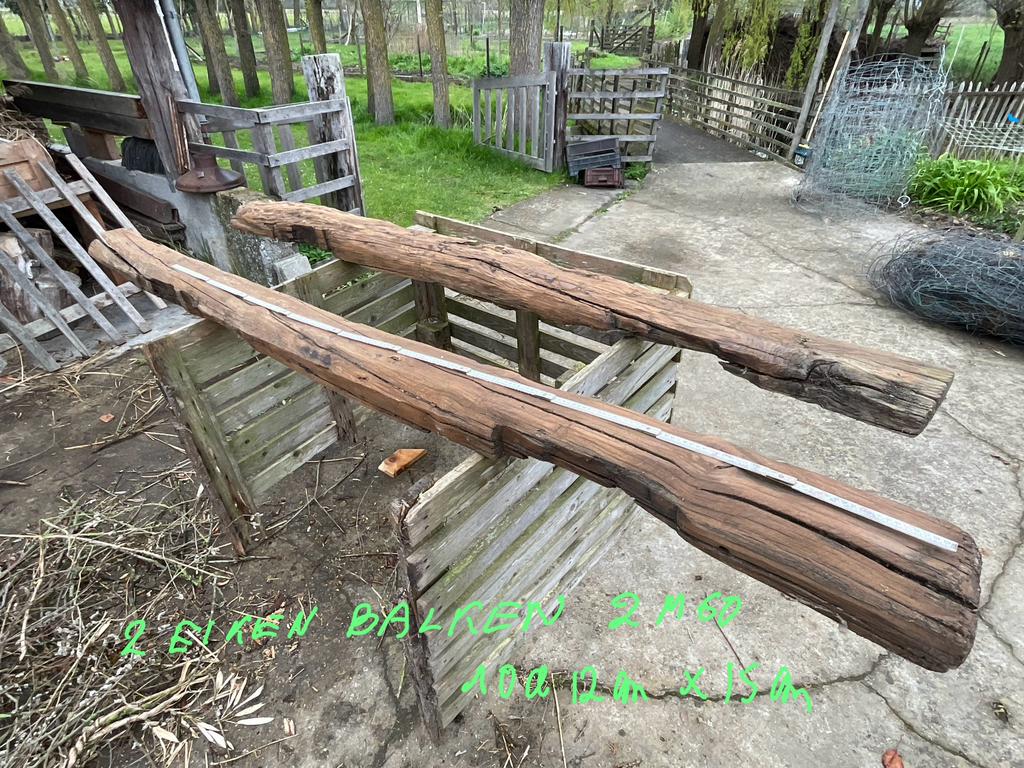 Eiken balken, Ophalen, Gebruikt, Balken