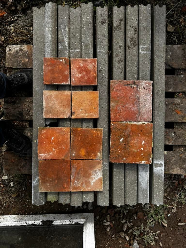 Boomse terracotta tegels 14x14, 15x15 en 16x16, Doe-het-zelf en Bouw, Tegels, Ophalen, Gebruikt