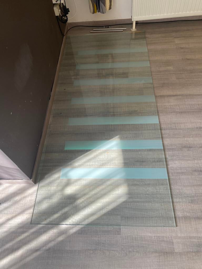 Glass Door, fully intact, plus metal handle, rail with stops, 160 cm ou plus, Comme neuf, Enlèvement, Autres types