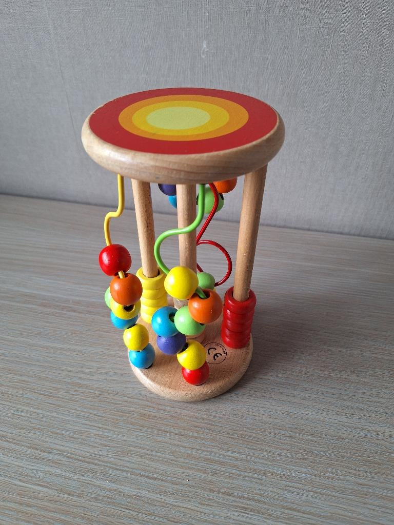 ☼ Houten Rammelaar Motoriekspiraal Regenboog, Kinderen en Baby's, Speelgoed | Houten speelgoed, Ophalen of Verzenden, Zo goed als nieuw