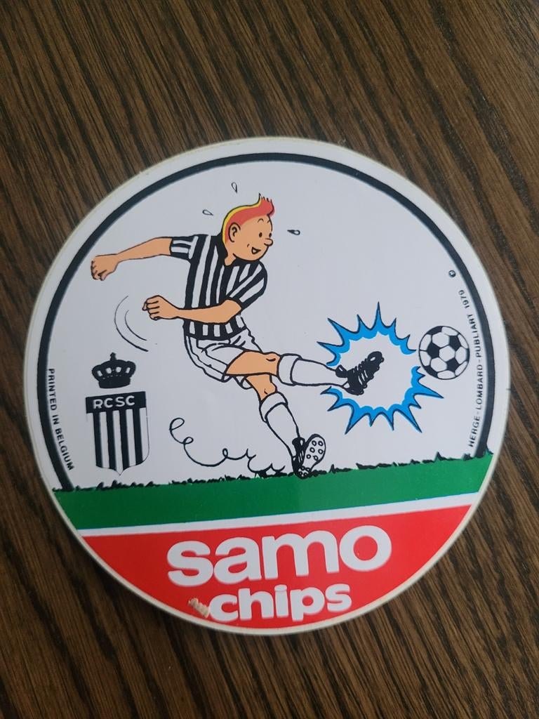 Oude sticker Samo Chips Kuifje 1979, Ophalen of Verzenden