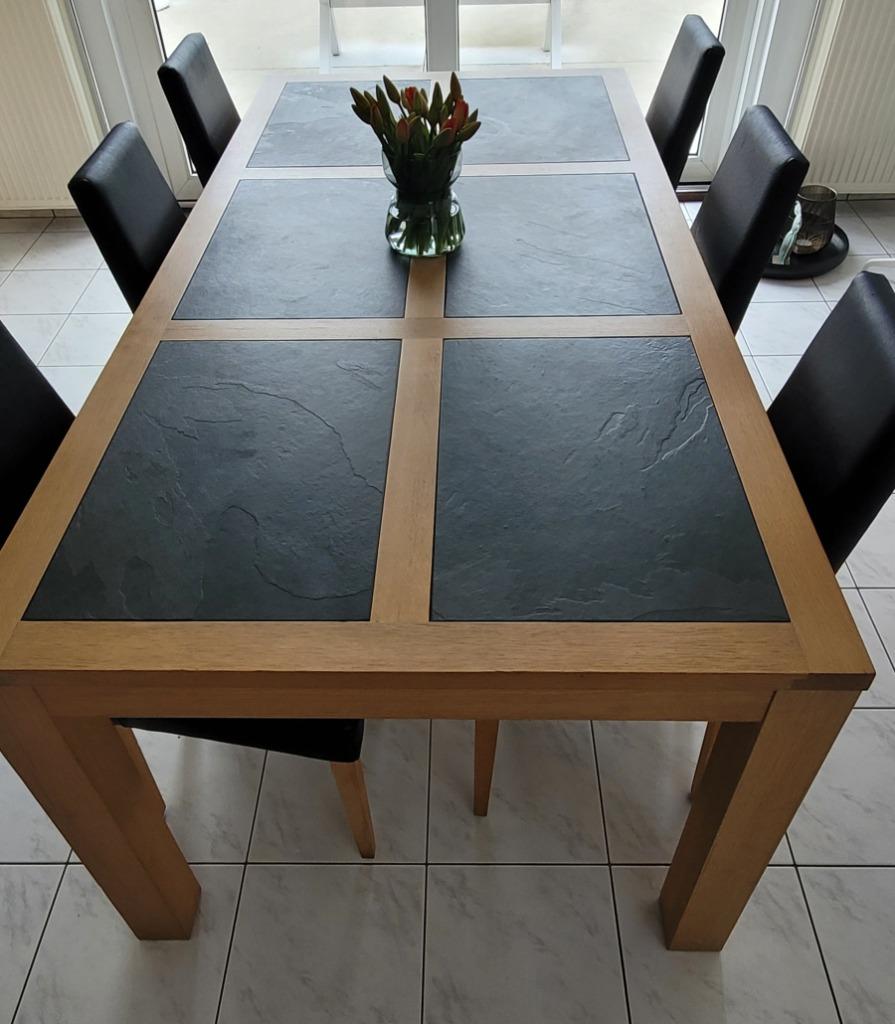 Stevige tafel met leisteen, Huis en Inrichting, Tafels | Eettafels, Ophalen, 100 tot 150 cm, 200 cm of meer, Zo goed als nieuw