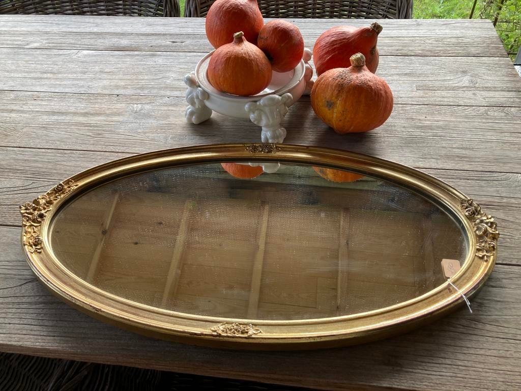 Zeer mooie ovalen spiegel of dienblad, Antiek en Kunst, Ophalen, Ovaal, 50 tot 100 cm