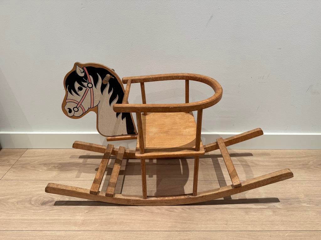 Vintage houten schommelpaard, Ophalen, Zo goed als nieuw