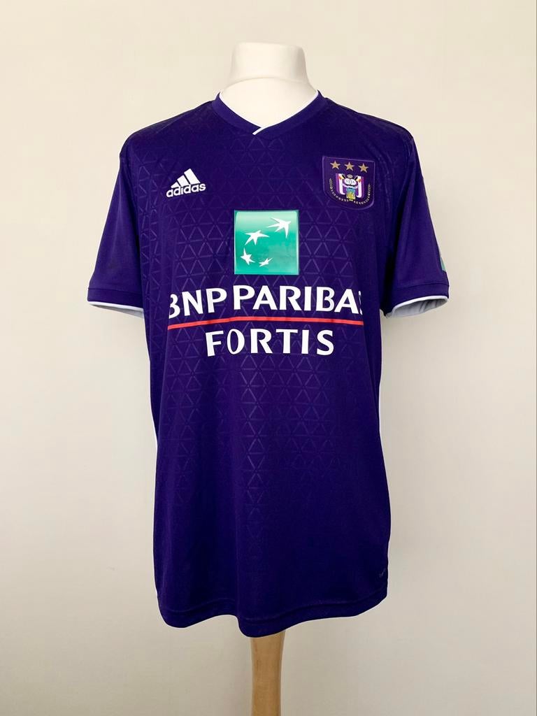 Anderlecht 2018-2019 home Santini match worn signed shirt, Sport en Fitness, Voetbal, Zo goed als nieuw, Shirt, Maat L, Ophalen of Verzenden
