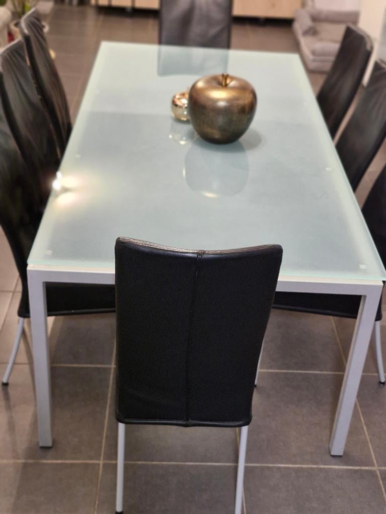 8 chaises salle à manger cuir noir / Près de Namur, Enlèvement, Cuir, Noir, Cinq, Six Chaises ou plus