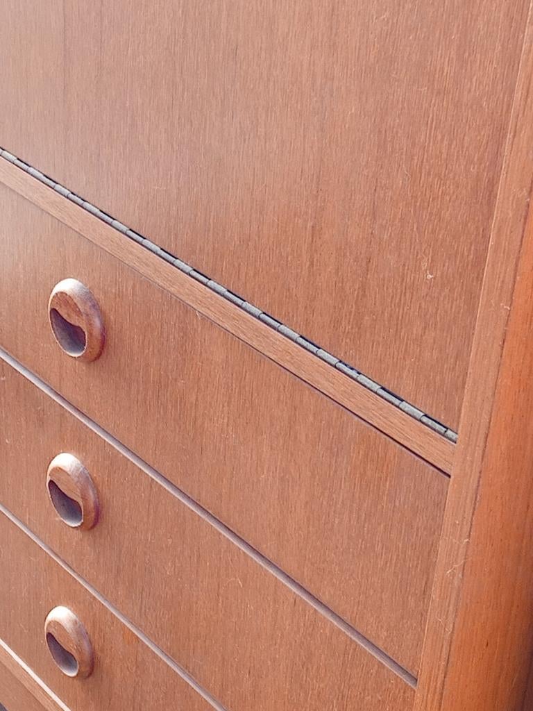 🍀 Orignal rare rétro beau meuble bar teck bureau d'appoint, Maison & Meubles, Bois, Enlèvement, Utilisé, 50 à 75 cm