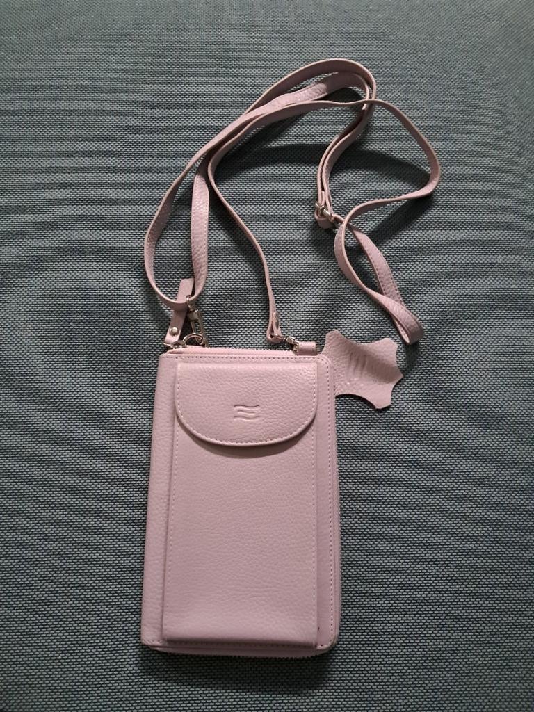 Nieuw lederen crinkles telefoontasje, Enlèvement, Neuf, Rose, Sac à bandoulière