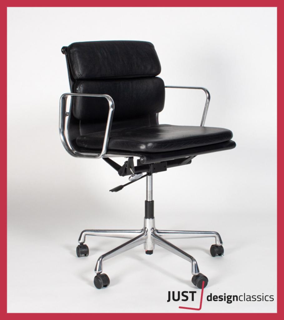 Vitra ea 217 Zwart Leder Gepolijst (voorraad:20), Enlèvement, Noir, Chaise de bureau