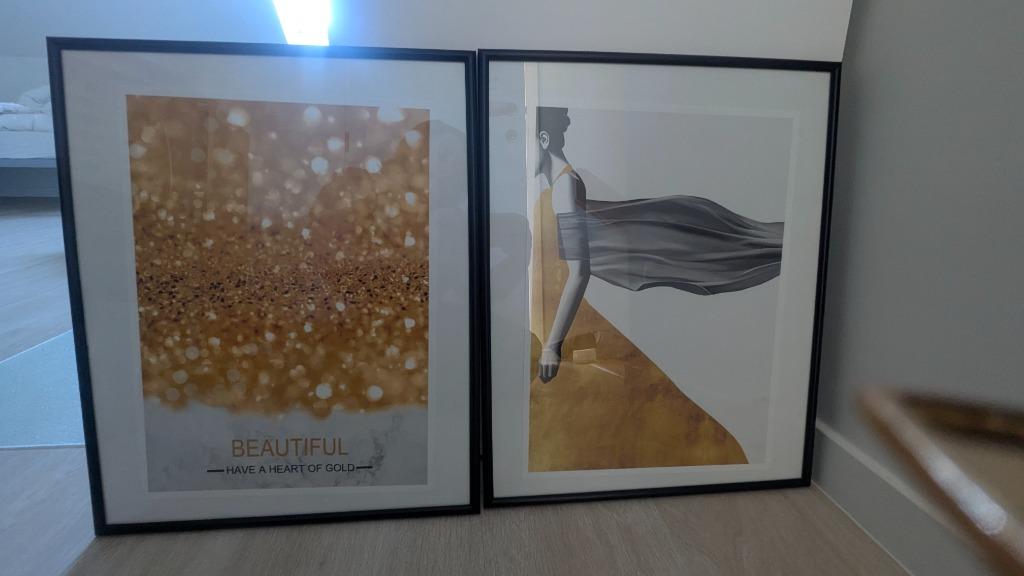 2 bij elkaar passende kaders met gouden doek, Ophalen of Verzenden