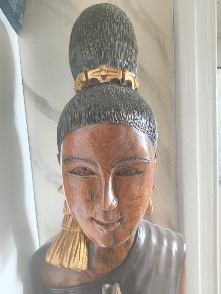 Grande statue asiatique de Sawadee en bois, Antiquités & Art, Enlèvement