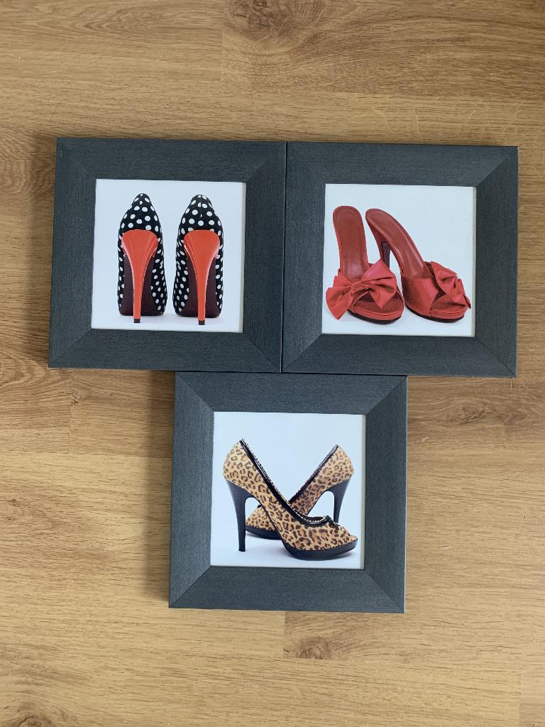 3 cadres décoratifs Escarpins, Maison & Meubles, Accessoires pour la Maison | Cadres, Comme neuf, Moins de 50 cm, Moins de 50 cm